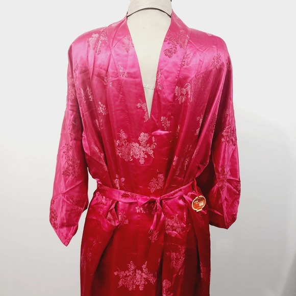Golden Dragon Hand Embroidered Pure Silk Robe Deadstock NWT Vintage Kimono XL - Picture 12 of 12
